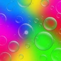 Transparent bubbles of varying sizes float over a vibrant gradient background. The Royalty Free Stock Photo