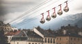 transparent cable cars that links the Bastille with the city center of Grenoble
