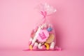 Transparent candy bag full of candies Royalty Free Stock Photo