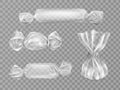 Transparent candy wrapper isolated, blank package