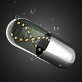 Transparent capsule on gray background