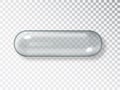 Transparent Capsule Pill. Empty Medicine capsule shape container isolated on transparent background