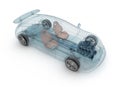 Transparent car design, wire model.3D illustration.