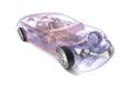 Transparent car design, wire model. Royalty Free Stock Photo