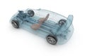 Transparent car design, wire model. 3D illustration. Royalty Free Stock Photo