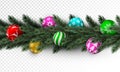Transparent Christmas garland with colorful bauble