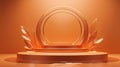 Transparent Circular Award with Laurel Leaves on Orange Background