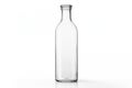 Transparent clean empty Glass bottle without cap isolated on white background. Mockup, template for design. With copy Royalty Free Stock Photo