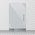 Transparent clear glass door isolated on checkered background vector illustration Royalty Free Stock Photo