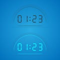 Transparent clock on display. Vector.