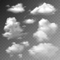 Transparent clouds spring sunny weather cloudscape realistic set vector illustration Royalty Free Stock Photo