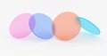 Transparent colored circles overlap on white background