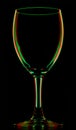 Transparent colored empty wine glass