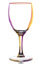 Transparent colored empty wine glass