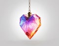 Transparent colorful heart as a symbol of love hanging on a chain, ai generative