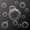 Transparent colorful soap bubbles