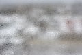 Transparent condensate in the foggy background, water dripping on clear glass. Drops of condensation close-up macro. Steam on the Royalty Free Stock Photo