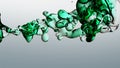 Transparent cosmetic green blue oil bubbles and shapes on white background Royalty Free Stock Photo