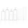 Transparent Cosmetic Plastic Bottles With Dispenser Pump. Liquid Container For Gel, Lotion, Cream, Shampoo