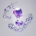 Transparent cosmetic purple oil bubbles and shapes on white background. generative AI Royalty Free Stock Photo