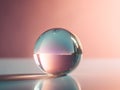 Transparent crystal ball with reflection on a light background. 3d rendering Royalty Free Stock Photo