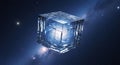 Transparent Cube Enclosing Cosmic Galaxy, Floating in Starry Space Royalty Free Stock Photo