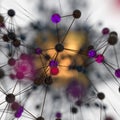 Transparent cube and technical connection, 3d rendering Royalty Free Stock Photo