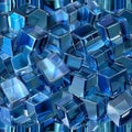 Transparent Cubes Pattern, Blue Glass Cube Background, Geometric 3d Crystals Mockup Royalty Free Stock Photo