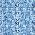 Transparent Cubes Seamless Pattern, Blue Glass Cube Background, Geometric 3d Crystals Endless Tile Royalty Free Stock Photo