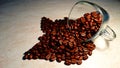 Transparent cup and coffe beans, Coffe Espresso Royalty Free Stock Photo