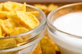 Transparent cup with milk and corn flakes close-up Royalty Free Stock Photo