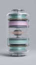 Transparent cylindrical coil system with multi-colored wire spools Royalty Free Stock Photo