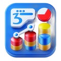 Transparent 3D App Icon Design, Data Visualization and Business Analytics Royalty Free Stock Photo
