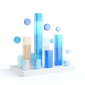 Transparent 3D Bar Chart Icon with Blue Material Royalty Free Stock Photo
