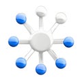 Transparent 3D Rendering of Network Hub, Connected Circles, Hub And Spoke Concept Royalty Free Stock Photo
