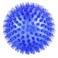 transparent dark blue spiked plastic ball isolated on white background - massager, dog toy and COVID-19 symbol