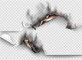 transparent design burning templates torn paper with ripped hole Royalty Free Stock Photo