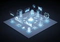 Transparent Digital Network Concept with Glowing Servers and Cloud Computing Royalty Free Stock Photo