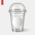 Clear plastic cup with dome lid and blank label for beverages Royalty Free Stock Photo