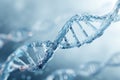 Transparent DNA helix structure with glowing reflections on light background Royalty Free Stock Photo