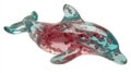 Transparent Dolphin Sculpture Made of Red and Blue Particles Isolated on White Background Royalty Free Stock Photo
