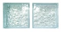 Transparent double square bathroom glass block cube in white background with circle bubble pattern rough texture .Use for object a