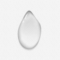 Transparent drop with shadow in gray squared background. Vector illustration