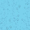 Transparent drop of water on blue seamless background