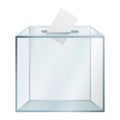 Transparent election box mockup, realistic style