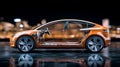 Transparent electric car model showcasing interior design Royalty Free Stock Photo