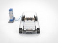 Transparent ev car or electric vehicle plug in with recharging station