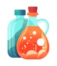 Transparent flasks of liquids icon