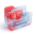 Transparent folder organizer with red icons document Royalty Free Stock Photo