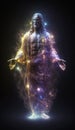 A transparent full image of jesus made of stars clusters NASA generative AI